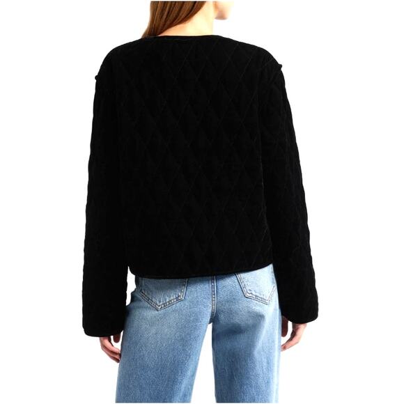 Rails Kiko Black Quilted Velvet Jacket Size M - Picture 2 of 13